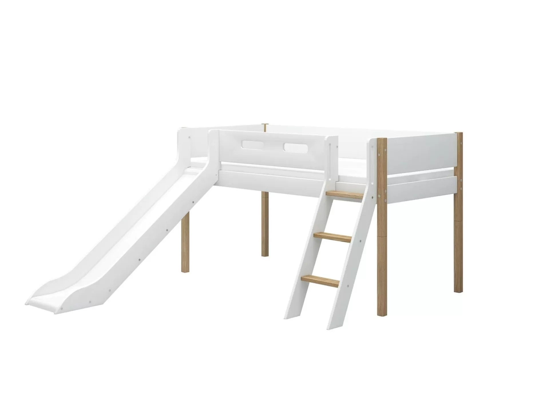 FLEXA Bedden Met Glijbaan>Halfhoogslaper M. Glijbaan White/Oak