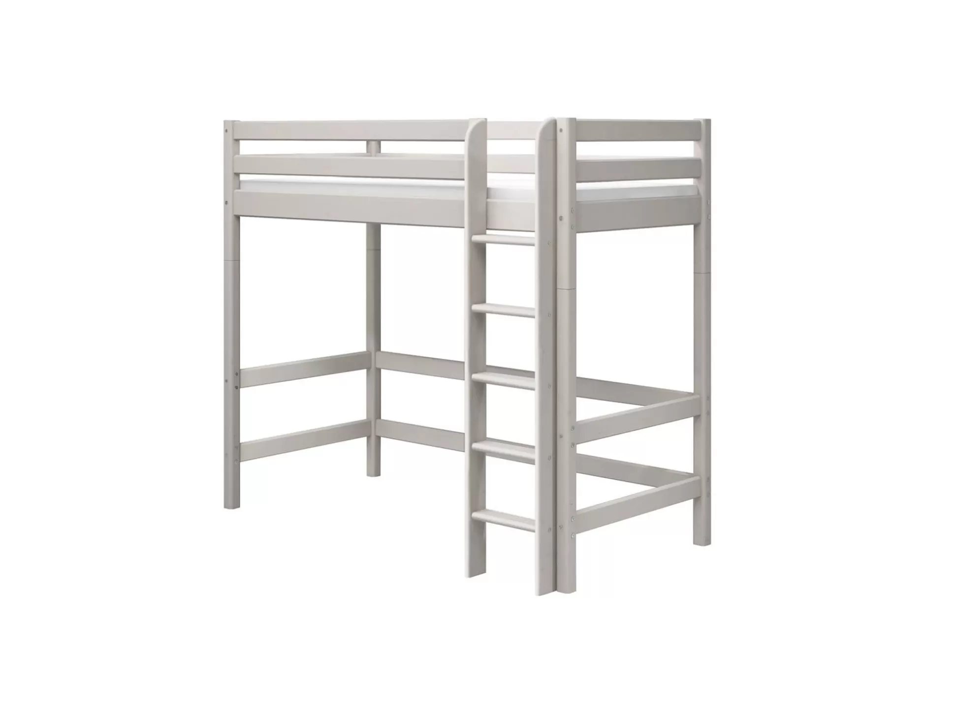 FLEXA 90X200>Hoogslaper Met Rechte Ladder Grey Washed Pine