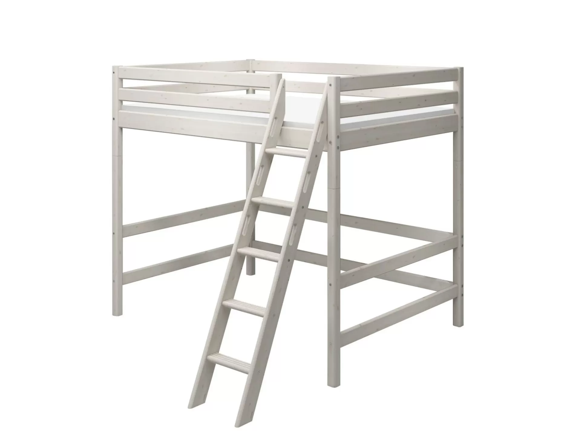 FLEXA Hoogslapers>Hoogslaper Met Schuine Ladder White Washed Pine