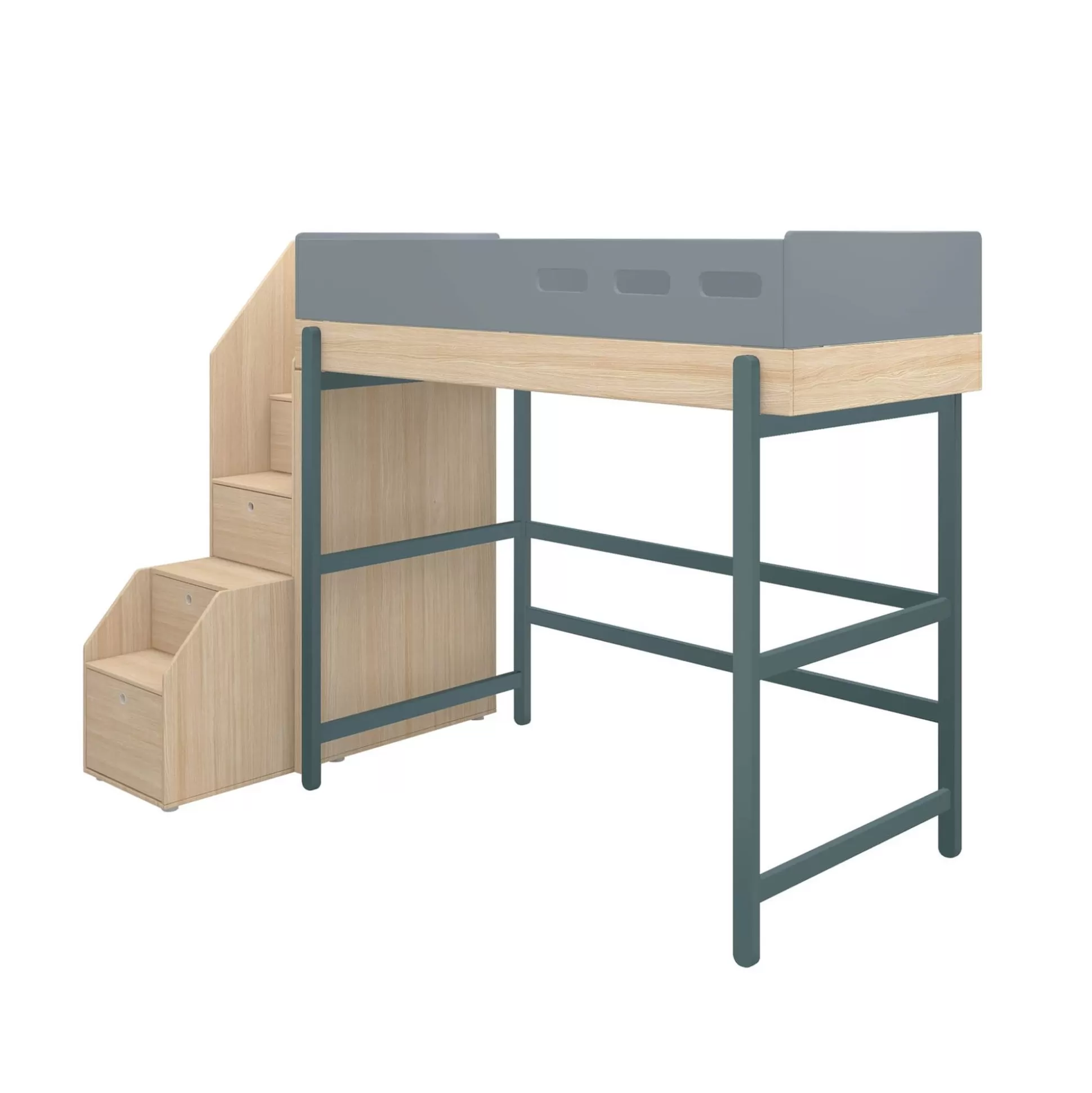 FLEXA Hoogslapers>Hoogslaper Met Trap Blueberry/Oak