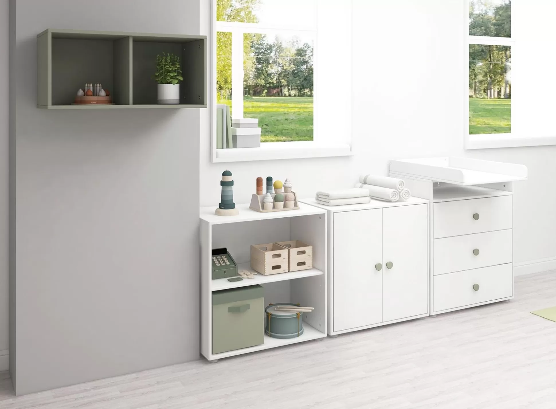FLEXA Kasten Met Deurtjes>Kast, 1 Plank White/Natural Green