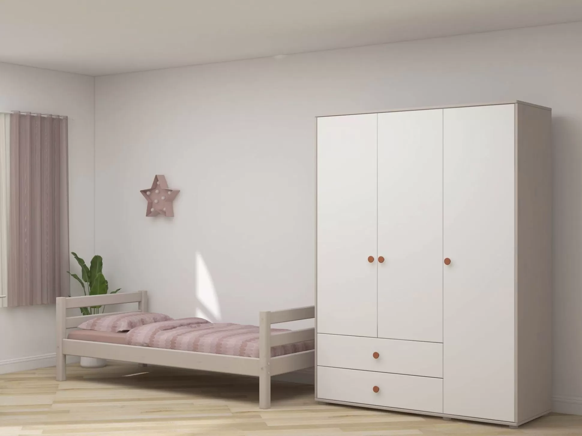 FLEXA Kleidingkasten>Kledingkast Light Blush/Grey Washed Pine