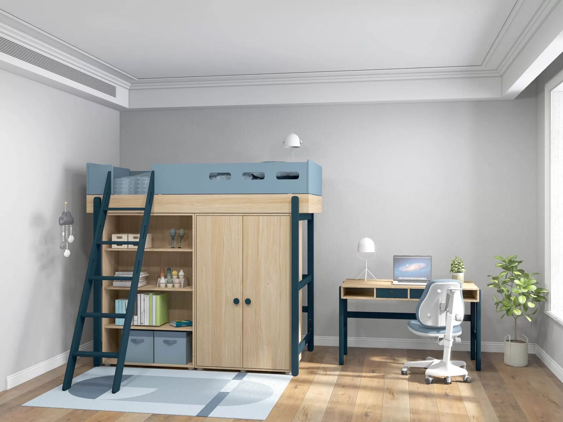 FLEXA Study>Laden Voor Bureau Blueberry/Oak
