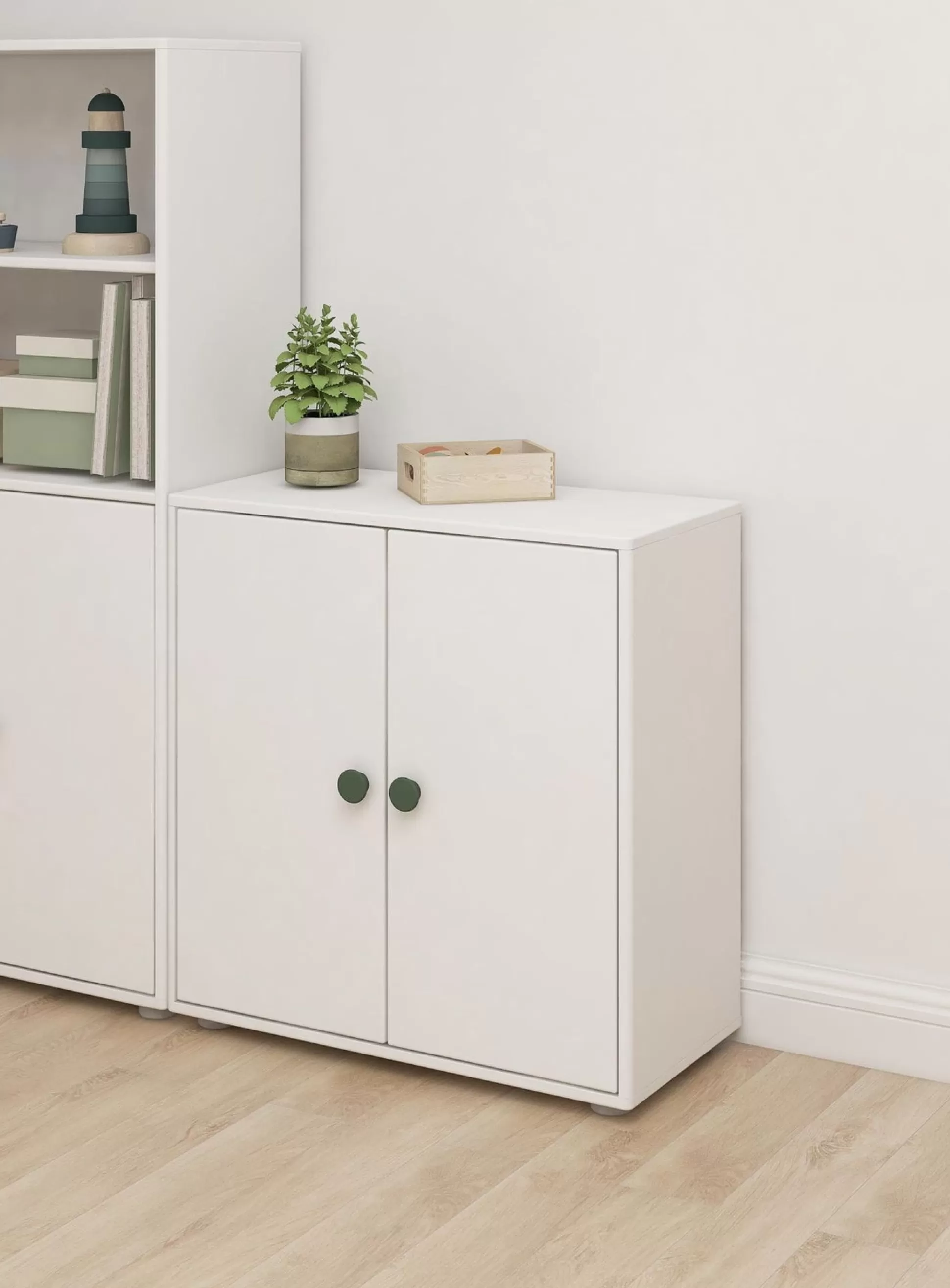 FLEXA Boekenkasten>Mini-Boekenkast, 2 Deuren White/Deep Green