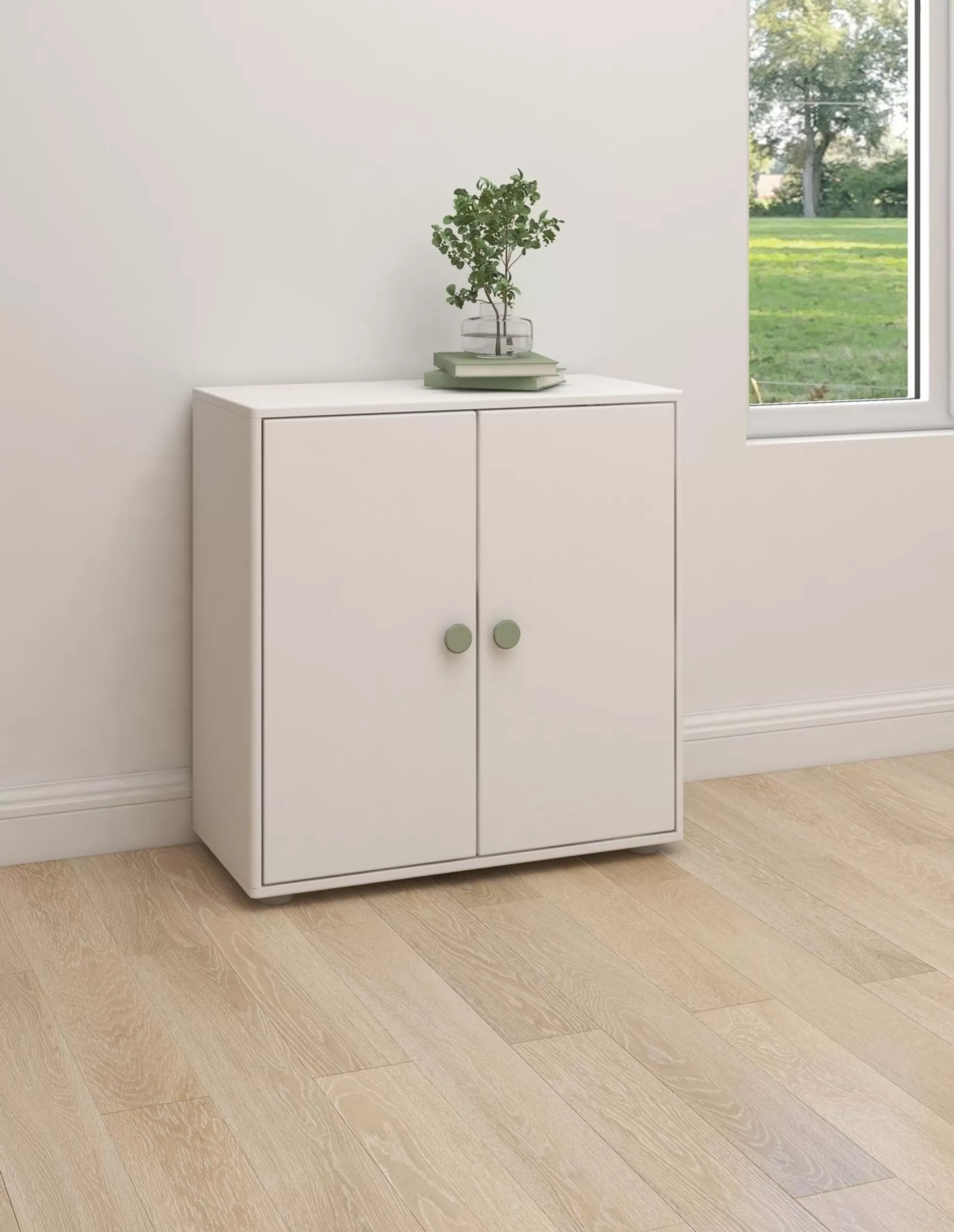 FLEXA Boekenkasten>Mini-Boekenkast, 2 Deuren White/Natural Green