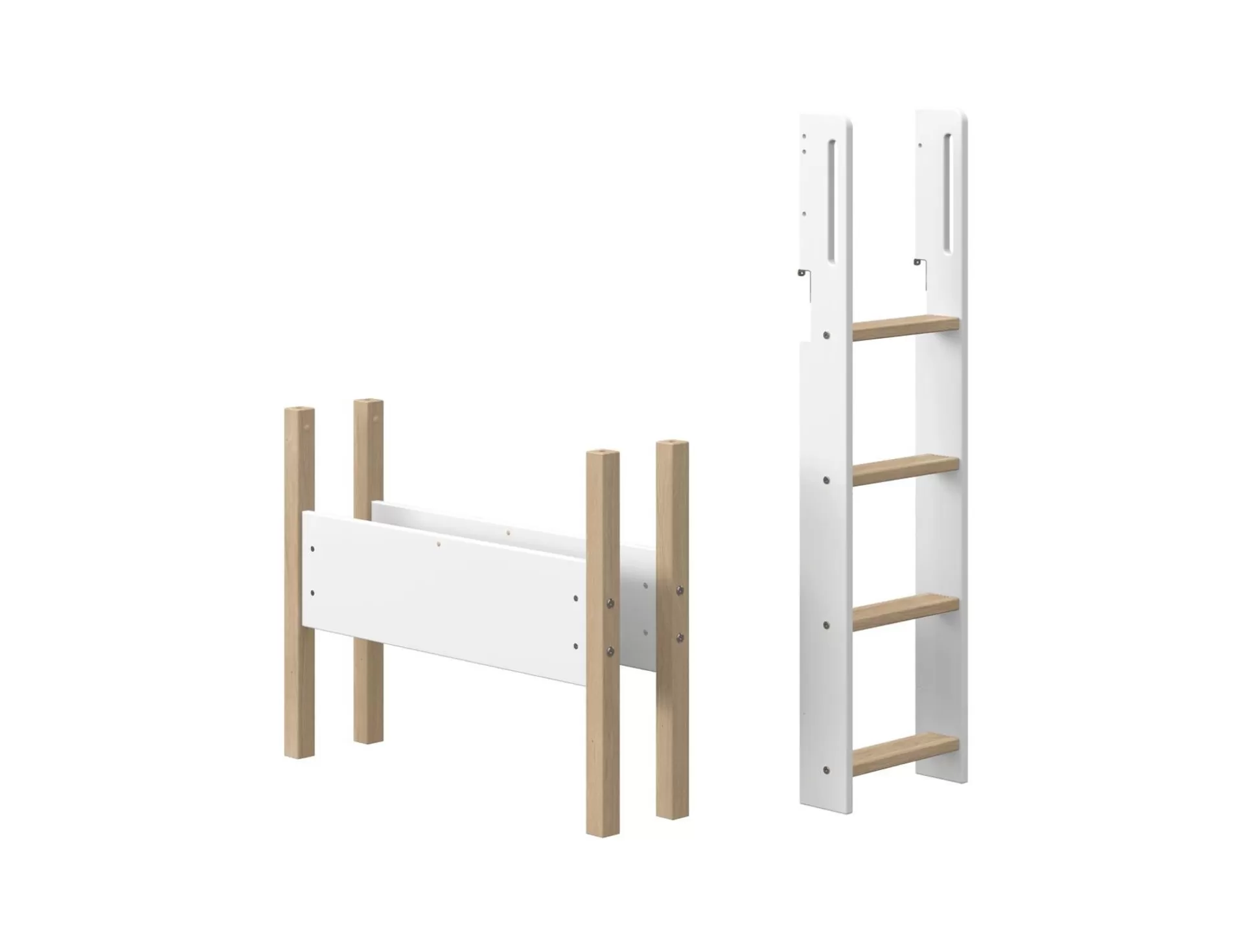 FLEXA Onderdelen En Beslag>Nor - Rechte Ladder En Poten Voor Verhoogde Halfhoogslaper White/Oak